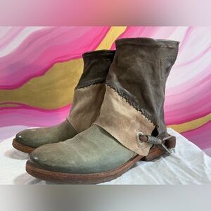 A.S.98 Green and Tan Leather Combat Boots